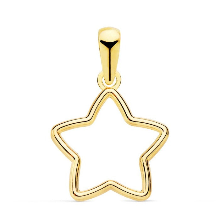 Colgante de oro de primera ley 18k en forma de estrella. 