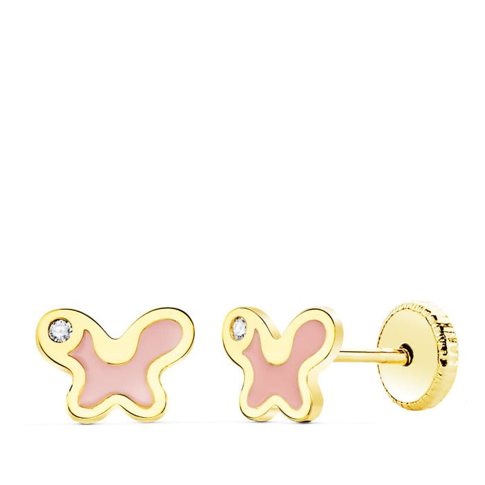 Par de pendientes de oro de ley 18k con esmalte