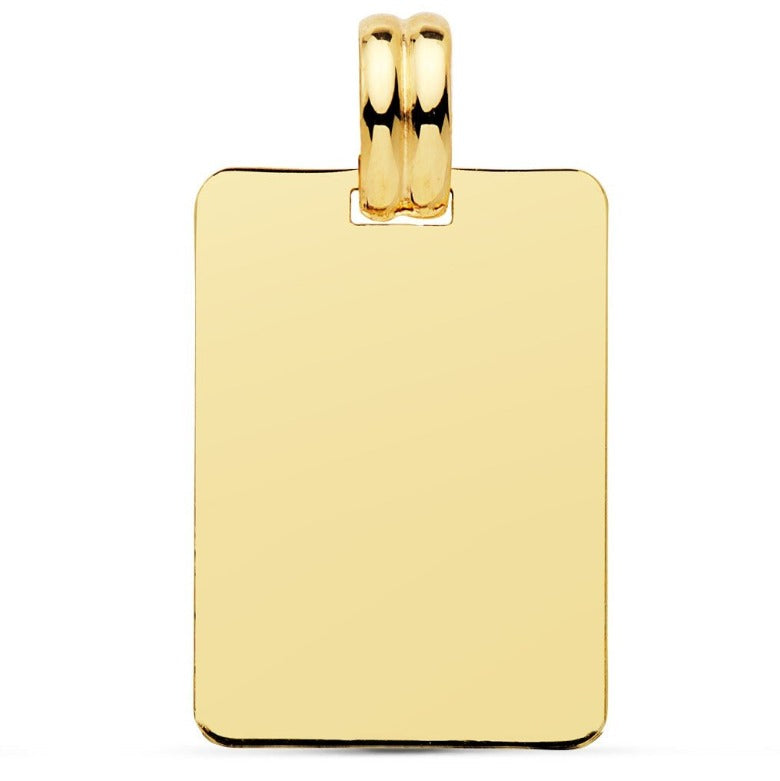 Chapa de oro de ley 18k rectangular en acabado liso brillante
