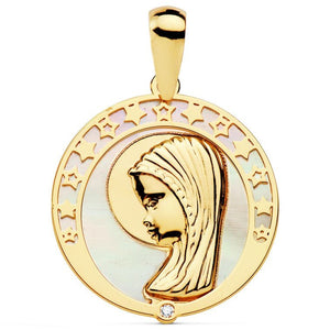Medalla comunión oro nácar redonda