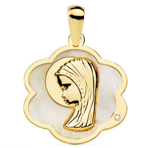 Medalla de comunión para niña de oro de ley 18k
