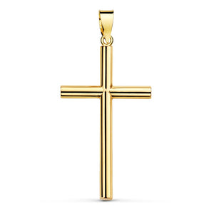 18K CRUZ ORO AMARILLO PALO LISO HUECO 29X17X2.2 MM