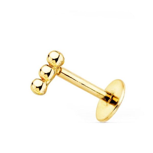 PRECIO POR UNIDAD Piercing para la oreja de oro de ley 18k con circonitas, mide 6 x 2 mm