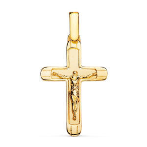 CRUZ CON CRISTO ORO 18K CON BORDES. MIDE 23MM ALTURA X 17MM ANCHO. Envío 24/48h incluido.