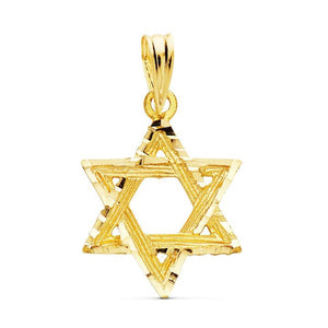 Colgante de oro de primera ley 18k en forma de estrella de David.