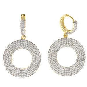 Pendientes colgantes en forma de aro plano con pavé de circonitas Salvatore Plata 249A0023
