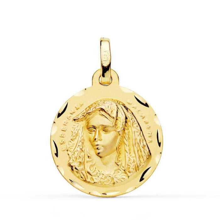 Medalla de oro 18k de la Virgen Macarena redonda
