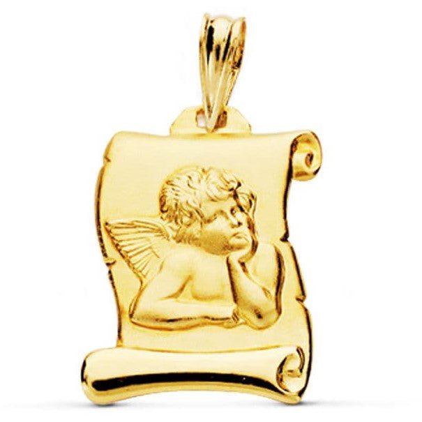 Medalla bebé oro ángel pergamino - Joyeria Pepe Lozano