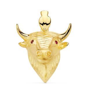 Colgante de oro de ley 18k en forma de cabeza de toro