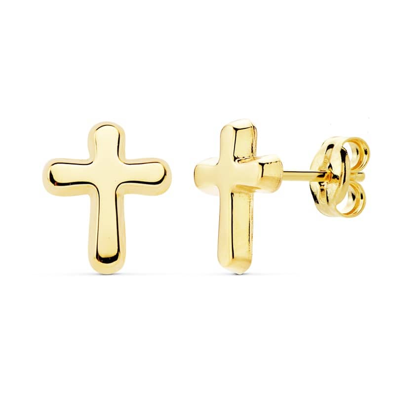 pendientes de oro 18k cruces pequeñas