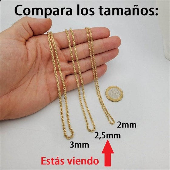 Cordón de oro de ley 18k para mujer en varias medidas