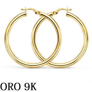 9K AROS ORO AMARILLO REDONDOS HUECOS 34X3 MM