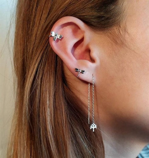 Pendientes de plata libélula