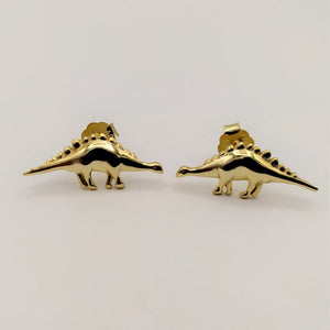Pendientes pequeños de plata chapada en oro dinosaurio foto