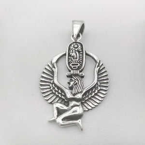 Colgante de plata diosa Isis, 34 mm de alto. detalle zoom
