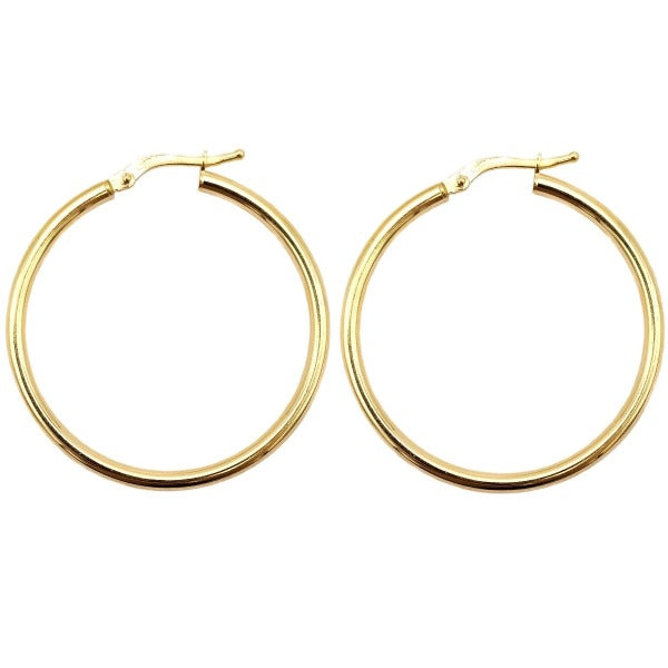Par de aros de oro de ley 18k lisos finos medianos