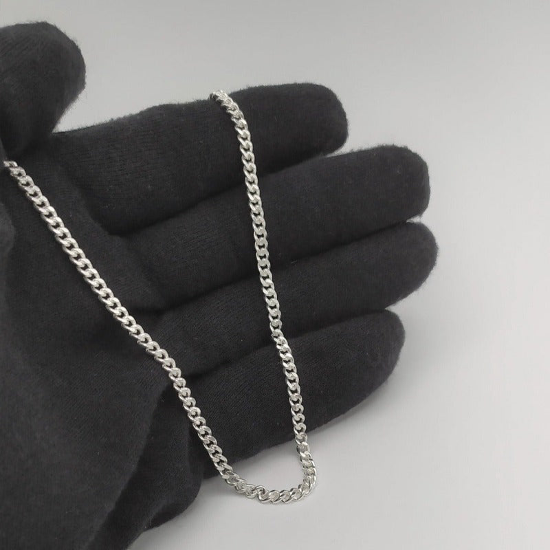 Cadena De Plata De Ley 925 - 45 Cm, Tipo Cubana, Sin Colgante