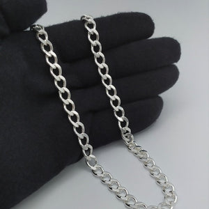 Cadena de plata de ley 925 cubana maciza de 60cm, 55 gramos de peso y 7,8 mm de ancho tamaño real