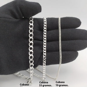 Cadena de plata de ley 925 cubana maciza de 60cm, 55 gramos de peso y 7,8 mm de ancho tamaños