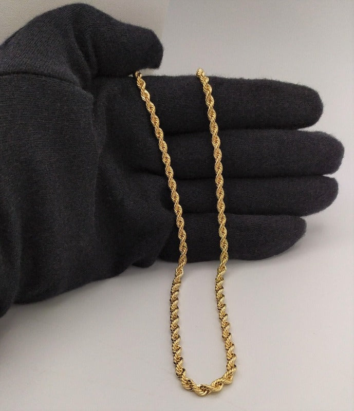 Cordón de oro de ley para hombre 18k de 60cm de largo mano
