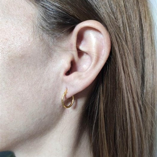 Gold hoops 2x14mm - Joyeria Pepe Lozano