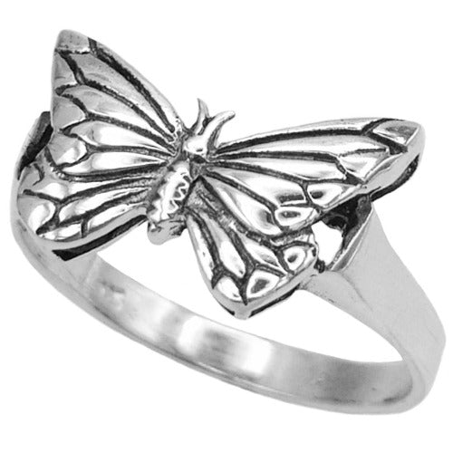 Anillo de plata de ley 925 en forma de mariposa 