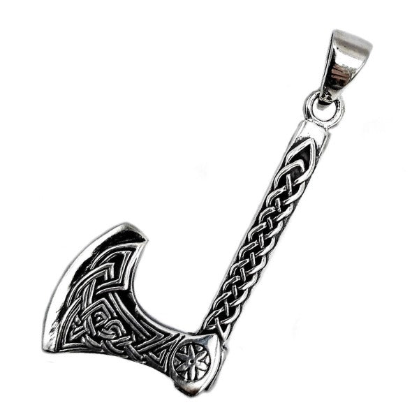 Colgante de plata de ley 925 hacha vikinga, mide 36mm de alto