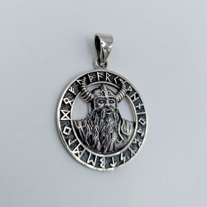 Colgante de plata de ley 925 vikingo con runas zoom