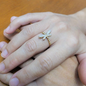 Anillo oro 18k libélula dedo