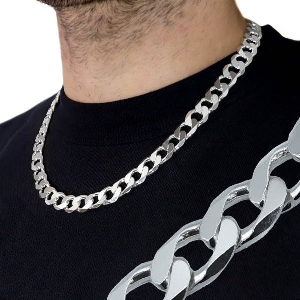 Cadena de plata de ley 925 cubana 50cm 60 gramos de peso y 11 mm de ancho