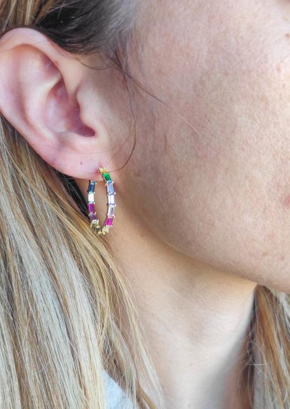 Aros de plata con circonitas de colores