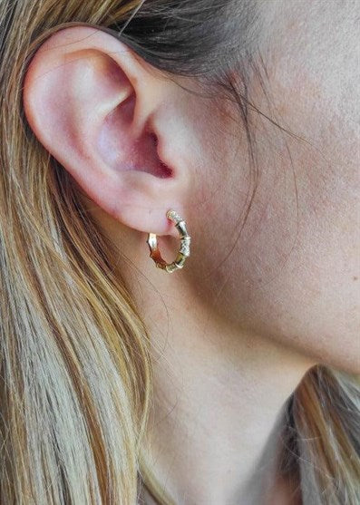Aros de plata en diseño bambú con circonitas
