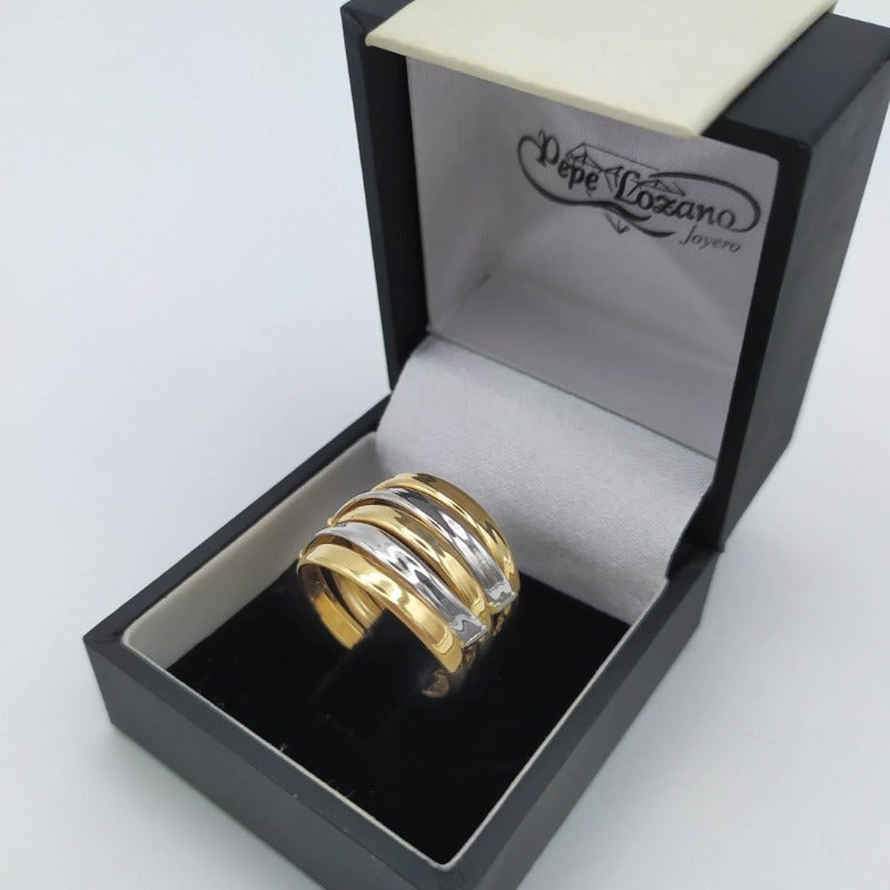 Oro Anillo Plata Mujer Ancho Anillo De Plata Y Oro Anillo Ancho