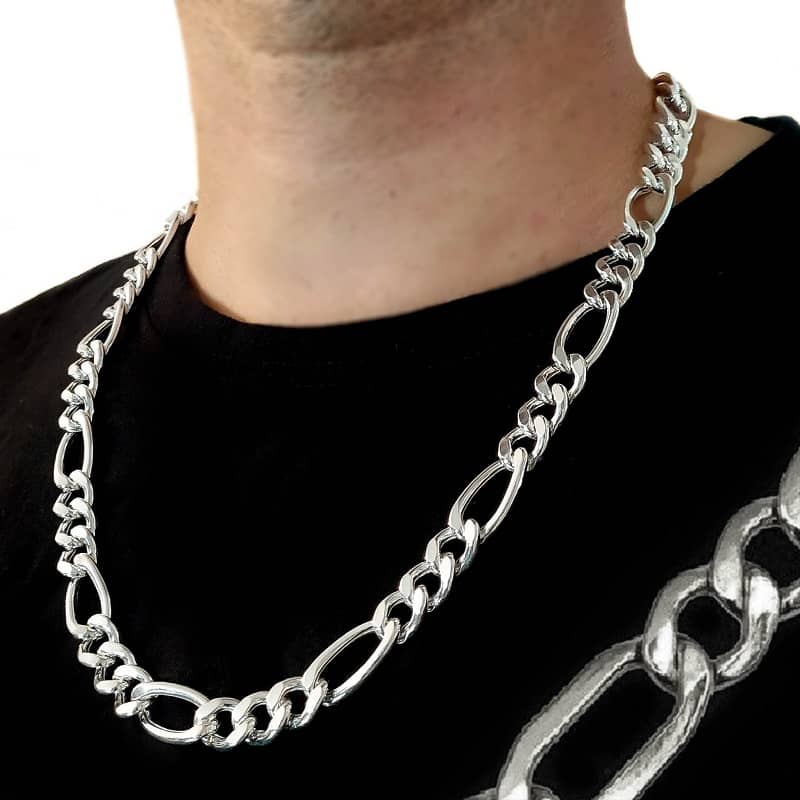 Cadena de plata de ley 925 tipo 3x1 60cm 46,8 gramos de peso y 11 mm de ancho