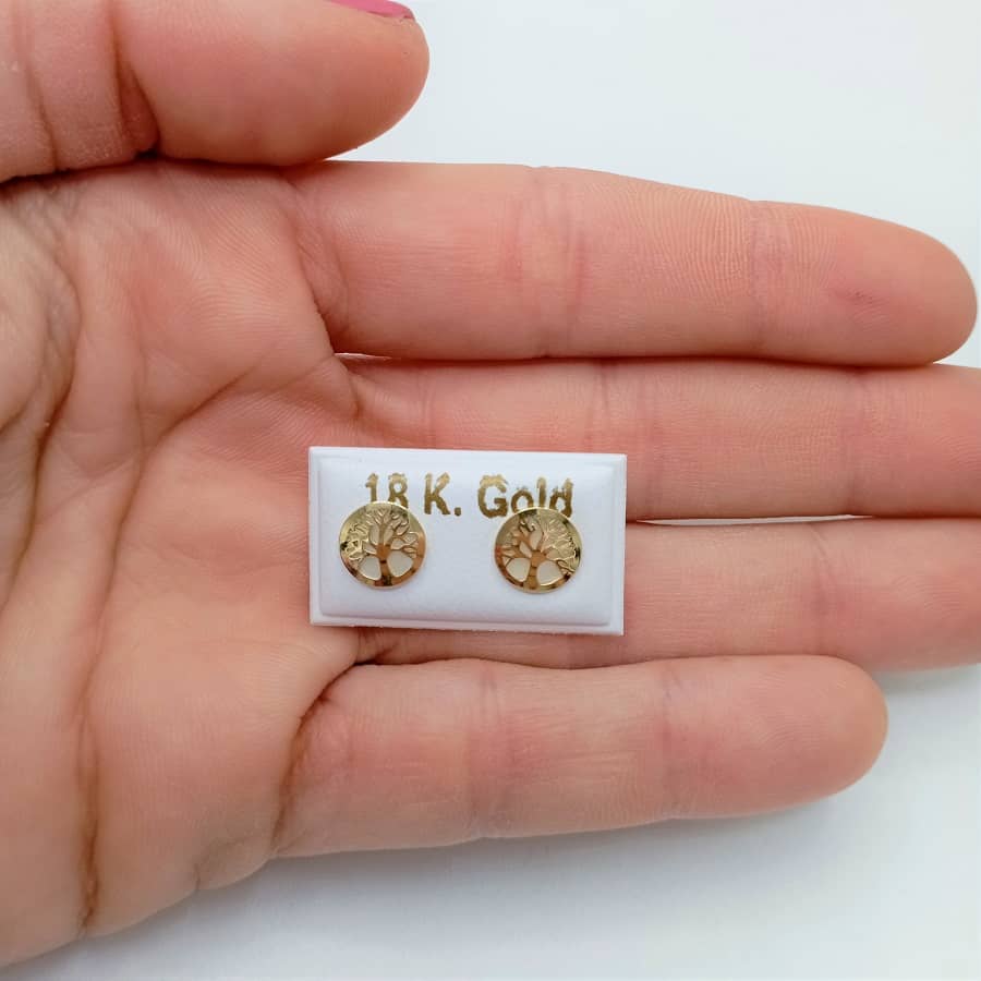 Pendientes oro 18k árbol de la vida nácar - Joyeria Pepe Lozano