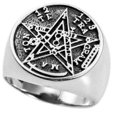 Anillo sello de plata tetragramatón