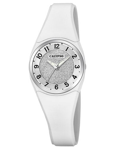 Reloj Calypso blanco k5752/1 26 mm de diámetro, sumergible 10 atm.