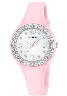 Reloj Calypso rosa con circonitas k5567/c 36,5 mm de diámetro, sumergible 10 atm.