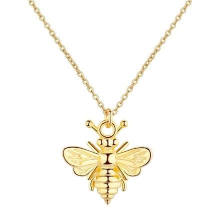 Colgante de plata abeja con cadena chapado en oro