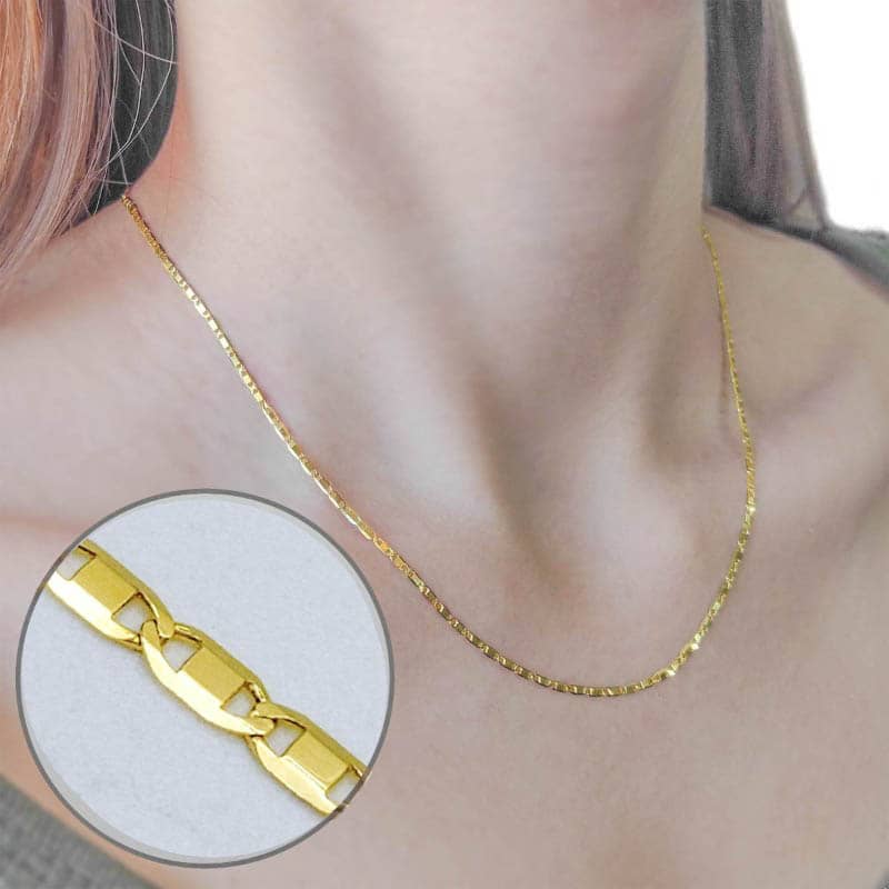 Cadena eslabón italiano de oro de ley 18k para mujer