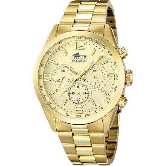 Reloj Lotus dorado 18153/2 para hombre. Con caja de acero y cristal mineral, equipado con correa de acero