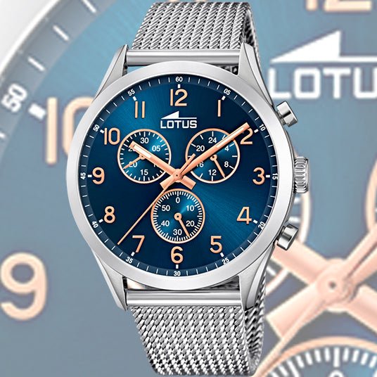 Reloj minimalista de hombre Lotus 18357-A. Pavonado en color azul.