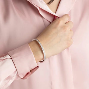 Pulsera de caña Lotus Silver con circonitas mujer
