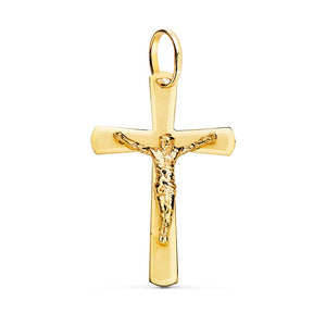 CRUZ ORO 18K CON CRISTO PLANA. MIDE 23MM ALTURA X 16MM ANCHO. Envío 24/48h incluido.