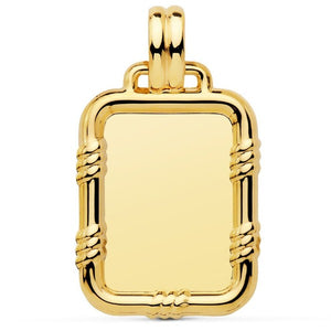 Chapa de oro de ley 18k con borde