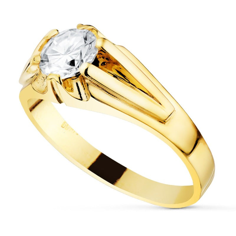 Solitario oro 18k circonita tallado