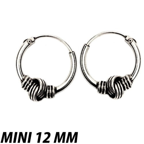 Par de pendientes aros de plata tipo bali pequeños 12mm