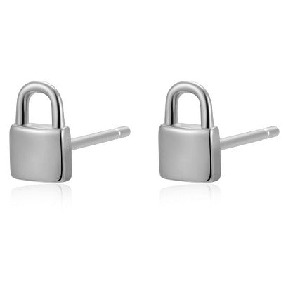 Mini padlock silver earrings