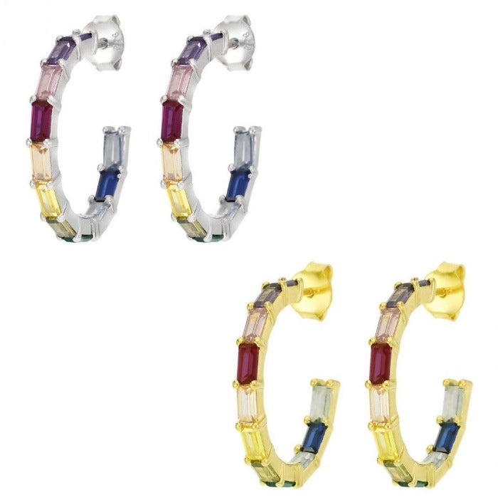 Aros de plata con circonitas de colores