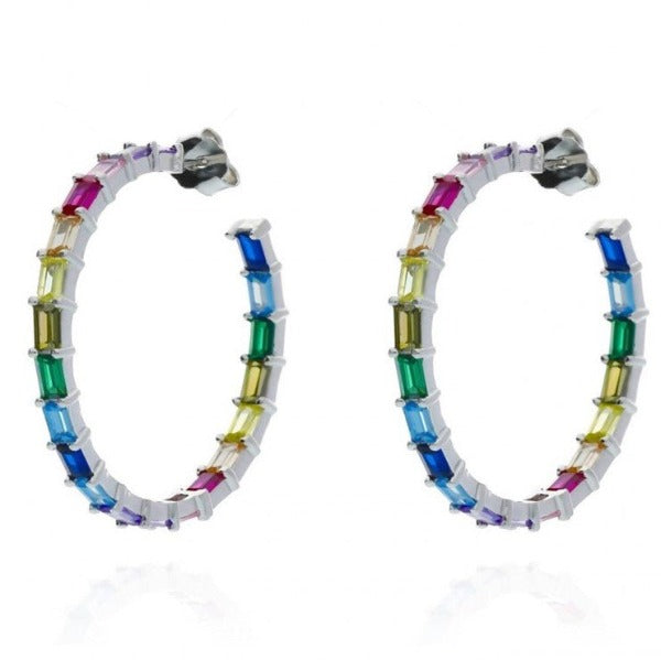 Aros de plata con piedras de colores